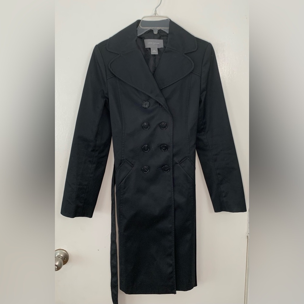 Ann Taylor Factory Black Double-Breasted Coay
